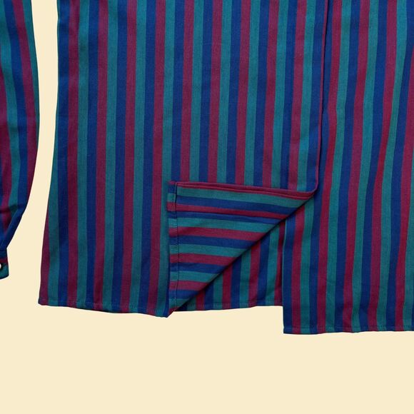 Vintage 70s/80s blouse by Bon Jour, long sleeve 1970s size 38 purple/teal shirt - Picture 9 of 9